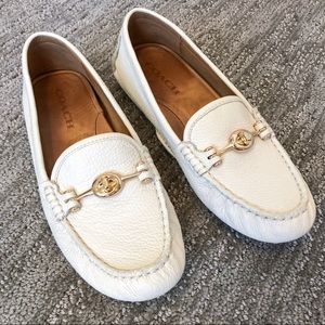 Coach Arlene White Leather Loafer Driving Shoes